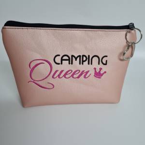 Kosmetiktasche Camping Queen  Schminktasche Utensilientasche Kleinigkeiten Tasche mit Anhänger rosa Bild 4