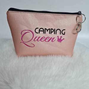Kosmetiktasche Camping Queen  Schminktasche Utensilientasche Kleinigkeiten Tasche mit Anhänger rosa Bild 6