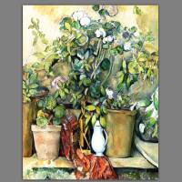 Leinwandbild Garten Frankreich abstrakt, Terracotta nach einem alten Gemälde ca. 1892 Vintage Style Reproduktion Cezanne Bild 1