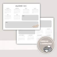 Kalender 2024 zum Ausdrucken A4, Kalender in der Halbjahresansicht | Plan, Kalender&Listen Printables, Bild 2