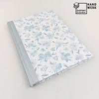 Notizbuch, Blüten blau pastell, 100 Blatt, A5, handgefertigt Bild 1