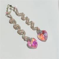 Märchenhafte funkelnde Ohrringe rosa Herz handmade Spiralperle silberfarben Brautschmuck Bild 7