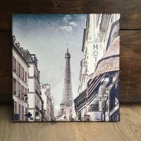 Paris mit Eiffelturm Leinwand Fotografie Wandgestaltung 20 x 20 cm Bild 1