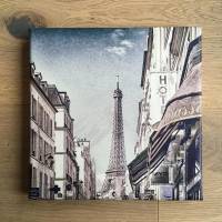 Paris mit Eiffelturm Leinwand Fotografie Wandgestaltung 20 x 20 cm Bild 2