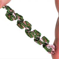 Dreadlock Haarperle handgewebt rosa grün handmade Haarschmuck Zopfperle Dreadlockbead in wirework handgemacht Bild 1