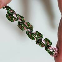 Dreadlock Haarperle handgewebt rosa grün handmade Haarschmuck Zopfperle Dreadlockbead in wirework handgemacht Bild 4