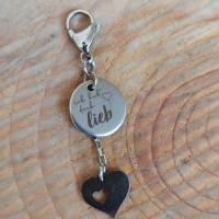 Schlüsselanhänger/Taschenbaumler „Ich hab dich lieb“ Edelstahl Bild 1