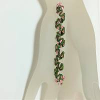 Schöne lange Dreadlock Haarperle handgewebt rosa grün handmade Haarschmuck Zopfperle Dreadlockbead handgemacht Bild 4