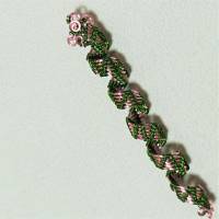 Schöne lange Dreadlock Haarperle handgewebt rosa grün handmade Haarschmuck Zopfperle Dreadlockbead handgemacht Bild 5