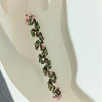Schöne lange Dreadlock Haarperle handgewebt rosa grün handmade Haarschmuck Zopfperle Dreadlockbead handgemacht Bild 6