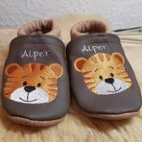 Krabbelschuhe Lauflernschuhe Schuhe  Tiger Leder Handmad personalisiert Bild 1