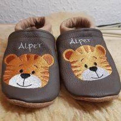Krabbelschuhe Lauflernschuhe Schuhe  Tiger Leder Handmad personalisiert