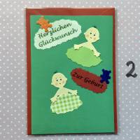 Glückwunschkarte Baby Zwillinge, zur Geburt, Klappkarte 10,5 cm x 14,8 cm mit farblich passendem Umschlag Bild 3