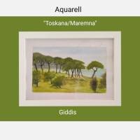 Aquarell, DIN A4 "Toskana/Maremma", original & signiert Bild 1