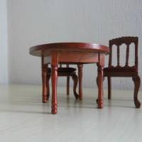 Miniatur Tisch rund mit 2 St. Polsterstuhl  für das Puppenhaus oder zur Dekoration oder zum Basteln - Puppenhaus Bild 3