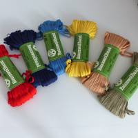 Baumwollgarn, Bändchengarn, Golf Baumwollband, rot blau gelb grün beige, Baumwolle mercerisiert, Strick- und Häkelfans Bild 1