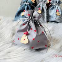 XXL-Adventskalender-Säckchen handgefertigt rot grau Geschenkbeutel Weihnachtstüten Bild 3