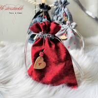 XXL-Adventskalender-Säckchen handgefertigt rot grau Geschenkbeutel Weihnachtstüten Bild 6