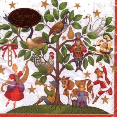 Lunchservietten Days of Christmas, Weihnachtsservietten von Caspari