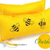 Türstopper gelb sonnengelb Biene Bienenchen, Outdoorstoff, Einweihungsparty Haus Wohnung, bee happy, by BuntMixxDESIGN Bild 1