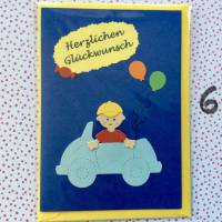 Glückwunschkarte für kleine Jungen mit Auto, Klappkarte 10,5 cm x 14,8 cm mit farblich passendem Umschlag Bild 7
