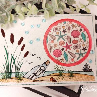 Stickdatei Mugrug Untersetzer Flaschenpost