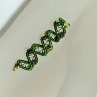 Kleine Zopfperle handgewebt grün metallic auf goldfarben handmade Haarschmuck Dreadlock Haarperle handgemacht Bild 4