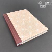 Notizbuch, 100 Blatt, A5, metallic dunkelrot, Muster retro, handgefertigt Bild 1