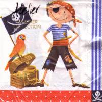 Servietten Pirat mit Piratenflagge und Schatztruhe, 20 Lunchservietten von Atelier zum Basteln Bild 1
