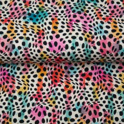 ♕ Jersey mit Tupfen und pastelligen Farbflecken 3 D Optik  50 x 150 cm Nähen ♕