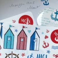 Stickerbogen Maritim, Anker, Leuchtturm, Rettungsring, Ahoi, Strandhäuschen, Aufkleber Bild 2
