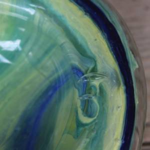 Aschenbecher Überfangglas gelb grün blau  Midcentury Vintage 60er 70er Jahre Bild 3