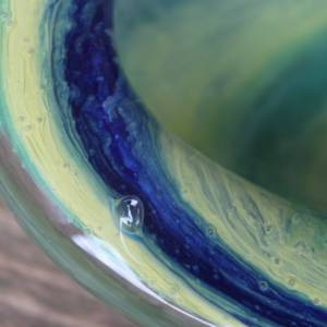 Aschenbecher Überfangglas gelb grün blau  Midcentury Vintage 60er 70er Jahre Bild 5