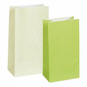 Papier Bodenbeutel 12 Stück im Set grün-weiß Bild 1