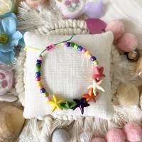Fun - Bunte sommerliche Perlen-Armbänder mit Farbverlaufsgarn und bunten Perlen und Seesternen Bild 4