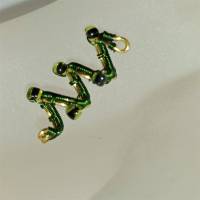 Süße Zopfperle handgewebt grün metallic auf goldfarben handmade Haarschmuck Dreadlock Haarperle handgemacht Bild 3