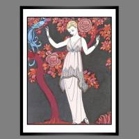 Mode Fashion Illustration 1914 rosa Abendkleid Glamour Paris Mystik KUNSTDRUCK Poster - Modemagazin Vintage Wanddeko Bild 1