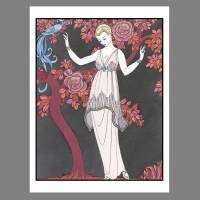 Mode Fashion Illustration 1914 rosa Abendkleid Glamour Paris Mystik KUNSTDRUCK Poster - Modemagazin Vintage Wanddeko Bild 2
