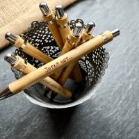 Jetzt net... - gravierter Kuli - Kugelschreiber mit Gravur, Kuli graviert, aus Bambus, Kuli mit lustigen Text Bild 1