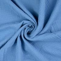 Musselin Double Gauze Baumwolle uni jeansblau  Oeko-Tex Standard 100 1m/10,00 €) Bild 1