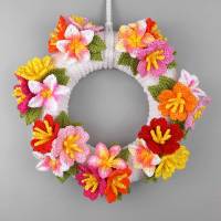 Häkelanleitung Türkranz mit bunten Blumen - einfach aus Wollresten Bild 1
