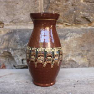 Vase Pfauenaugen traditionelle bulgarische Keramik Vintage 60er 70er Jahre Bild 1