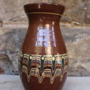 Vase Pfauenaugen traditionelle bulgarische Keramik Vintage 60er 70er Jahre Bild 3