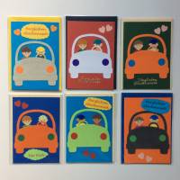 Glückwunschkarte für kleine Jungen und Mädchen mit Auto, Klappkarte 10,5 cm x 14,8 cm mit farblich passendem Umschlag Bild 1
