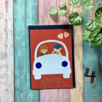 Glückwunschkarte für kleine Jungen und Mädchen mit Auto, Klappkarte 10,5 cm x 14,8 cm mit farblich passendem Umschlag Bild 5