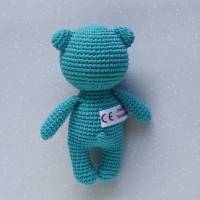 Kuscheltier Häkeltier Teddy Mini türkis aus Baumwolle Handarbeit tolles Geschenk zu Geburtstag oder Valentinstag Bild 3