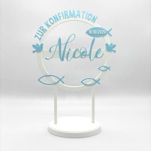 Kuchen Topper zur Konfirmation - personalisiert mit Namen & Datum