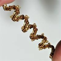 Funkelnde Haarperle handgewebt goldfarben kupfer handmade Haarschmuck Dreadlock wirework handgemacht Bild 3
