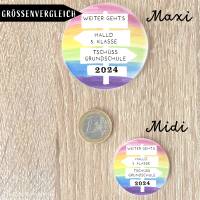 Tschüss Grundschule - 2024 - Hallo 5. Klasse in Regenbogenfarben Button Größe nach Wahl Bild 3