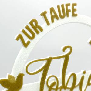 Kuchen Topper zur Taufe - personalisiert mit Farbe, Name & Datum Bild 4